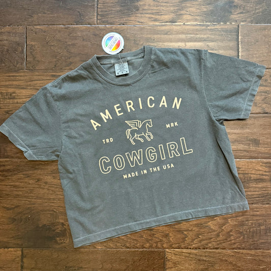 american cowgirl cropped tee